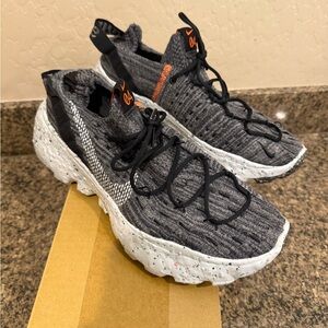 Nike Space Hippie 04. Iron Grey/Dust Black Sneakers with Orange Accents